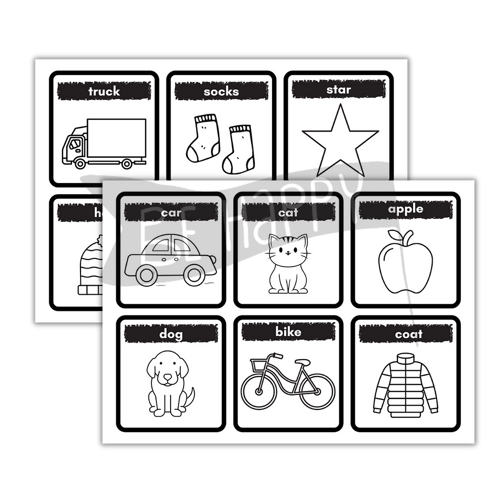 Black and White First Word Cards