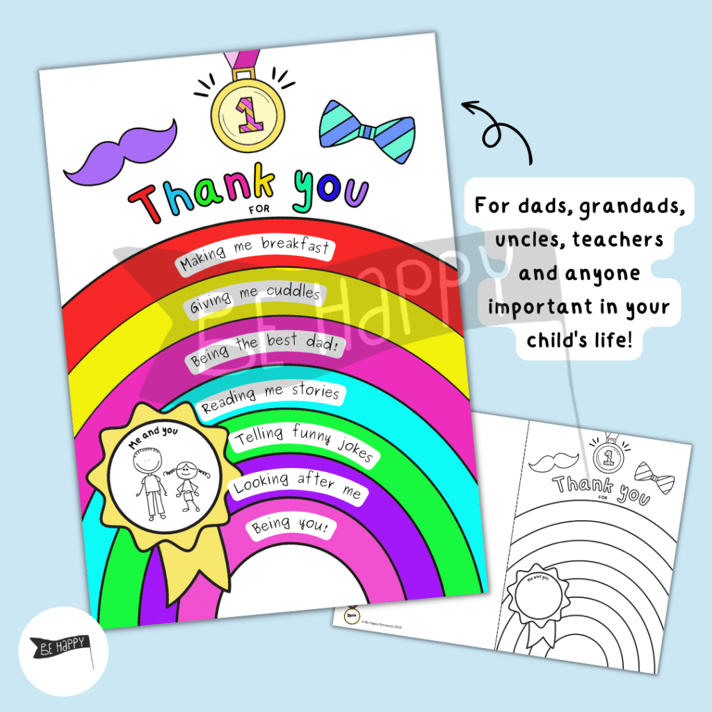 Thank you Card Printable - Perfect for Father's Day or Teacher Gifts!