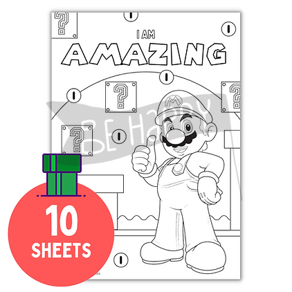 Super Mario Affirmation Colouring Sheets