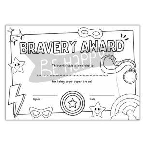 Colour Your Own Bravery Certificate Kids - Help Kids Feel Brave