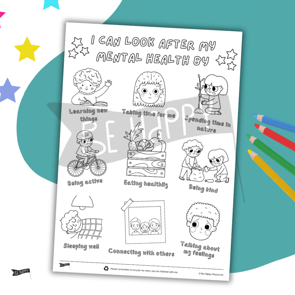 I Can Look After My Mental Health Colouring Sheet
