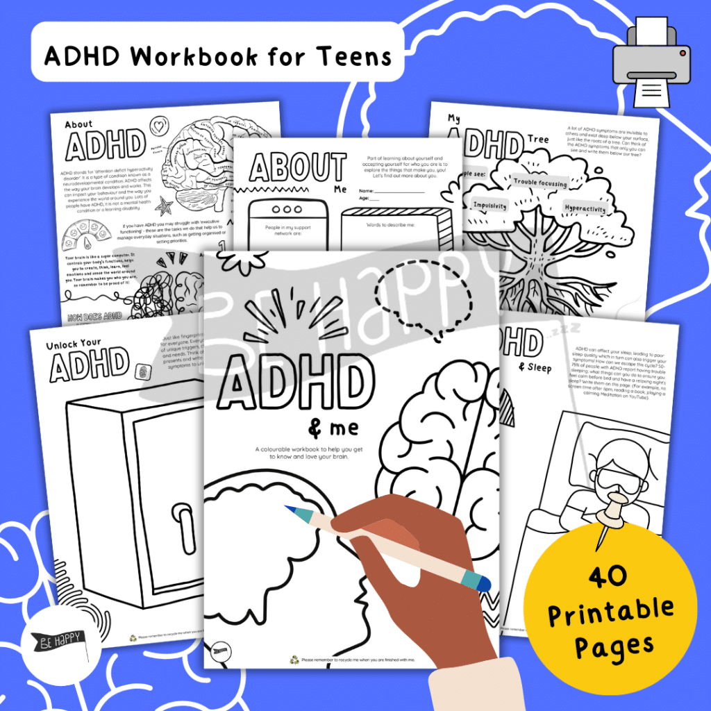 ADHD & Me - A Colourable Workbook for Teens, Pre-Teens and Young Adults
