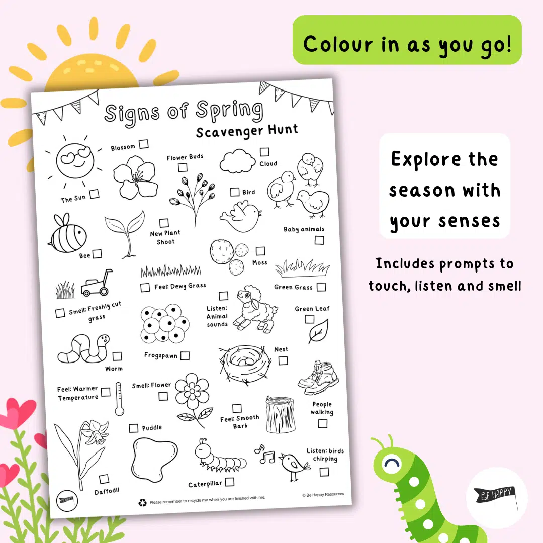 Signs of Spring Scavenger Hunt - Mindful Activities for Kids by Be Happy Resources