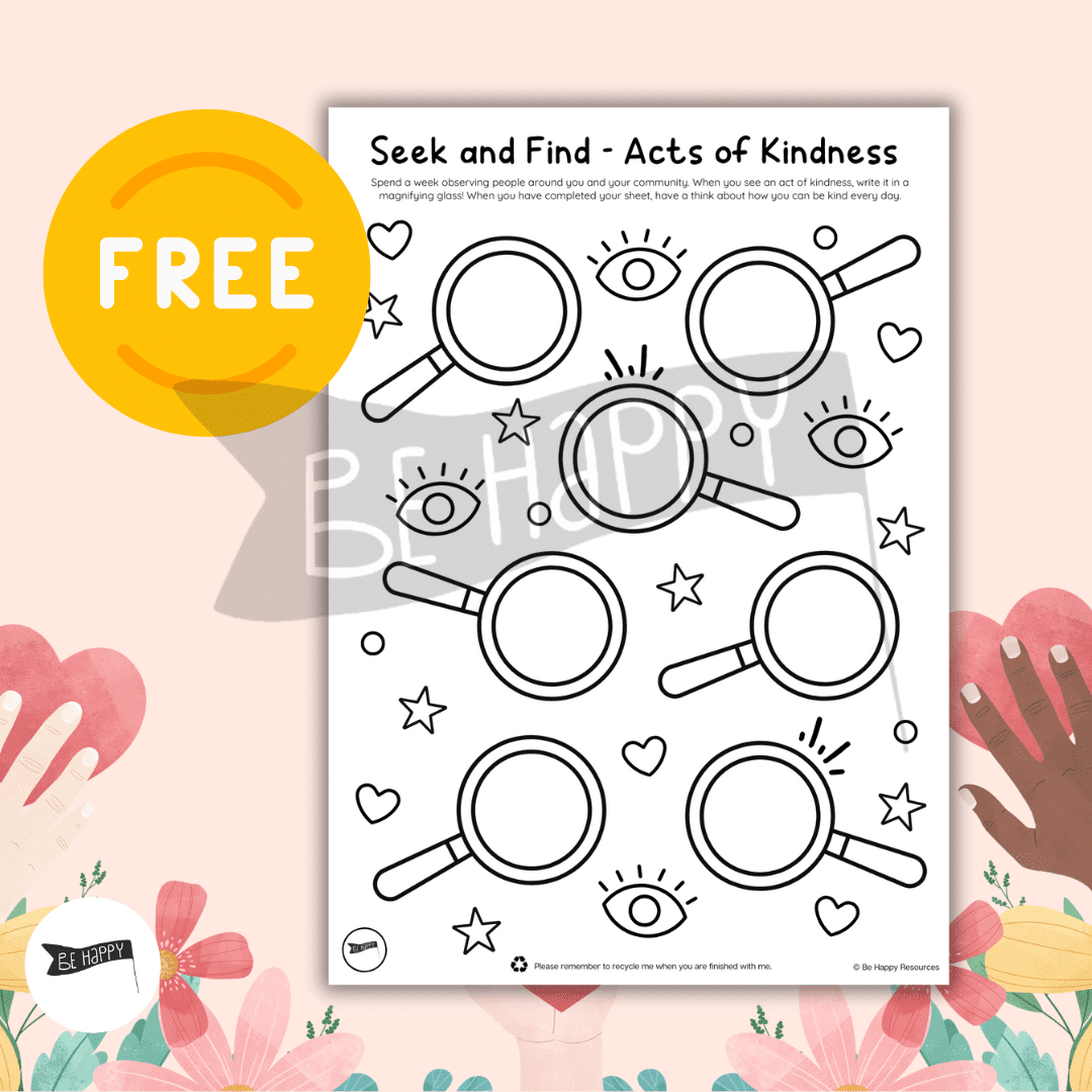 Seek and Find Acts of Kindness Worksheet - Positive Thinking Resource - FREE