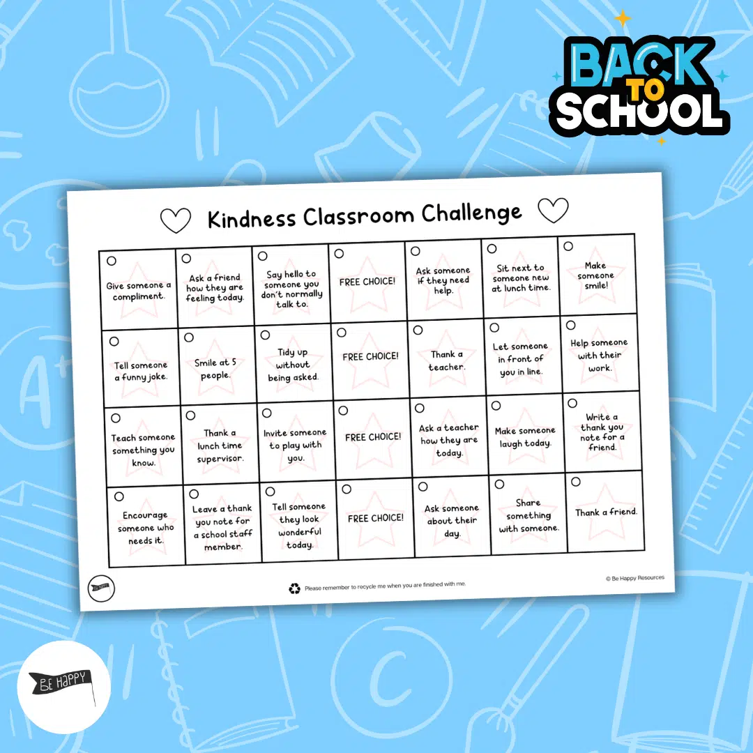 Kindness Classroom Challenge - Back To School Resources - Wellbeing Focussed PHSE Resources for Schools and Teachers by Be Happy Resources