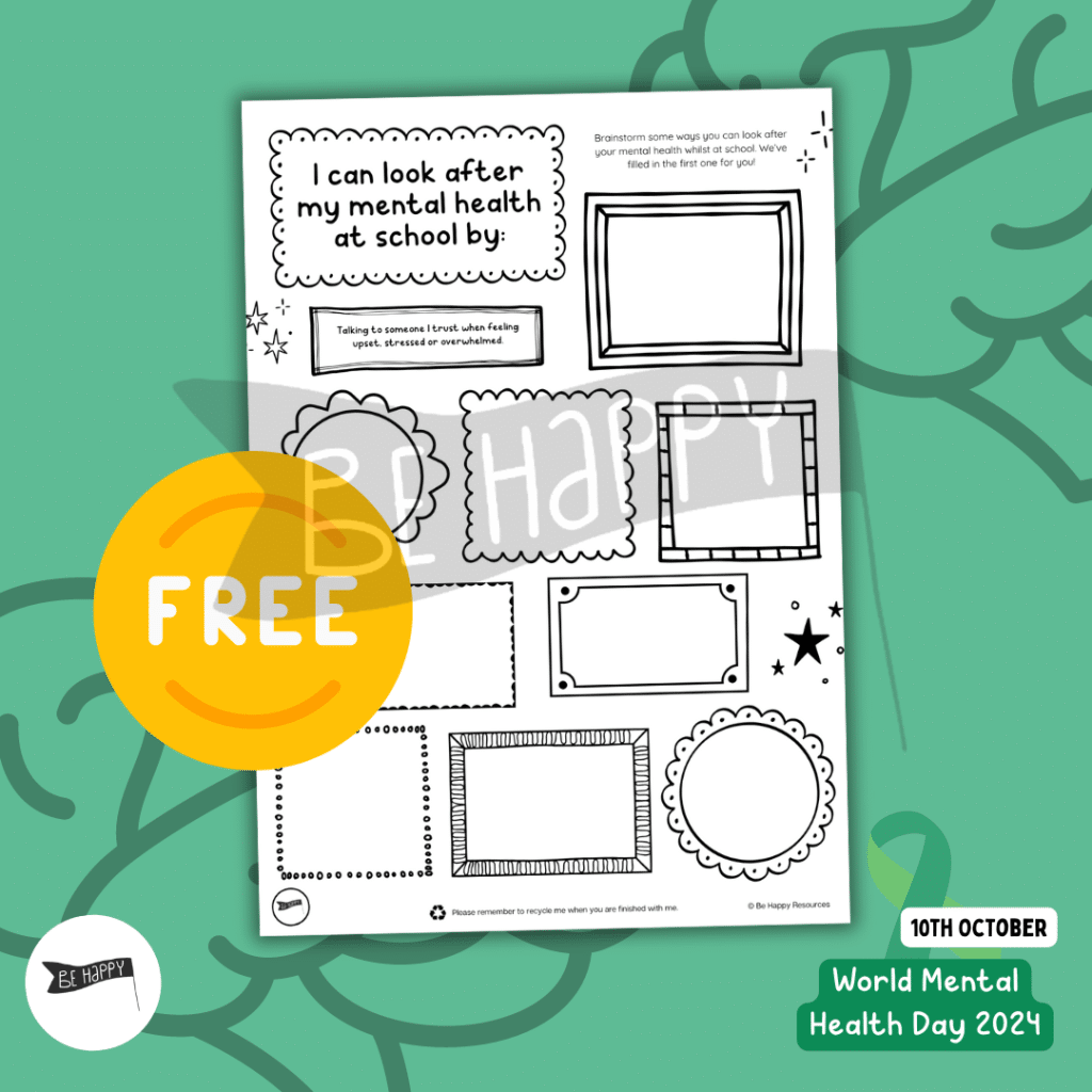 I Can Look After My Mental Health Brainstorming Worksheet for WMHD - FREE