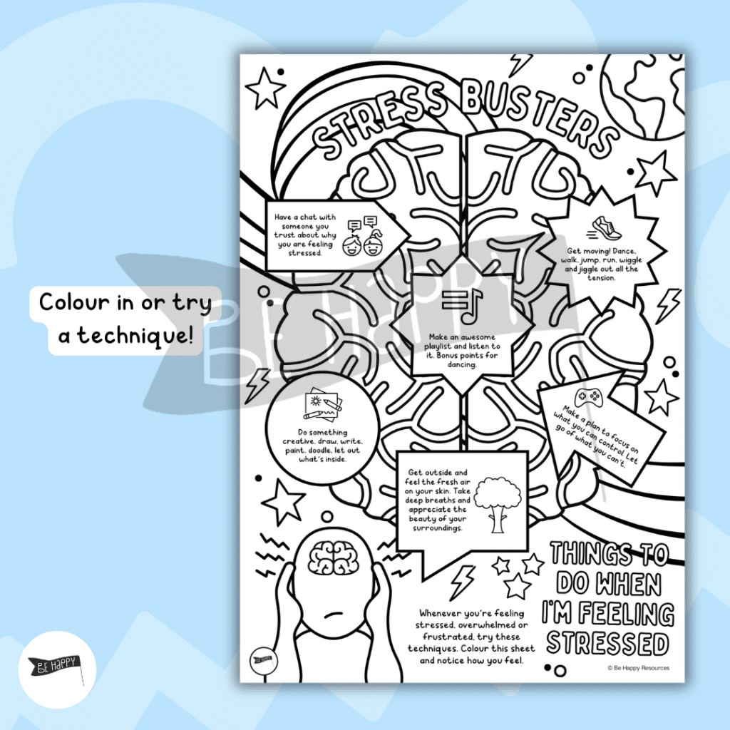 Stress Busters Colouring Sheet - Stress Management Resource - Perfect for Exams!