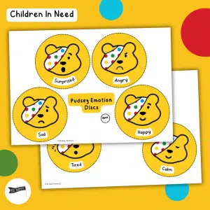 Pudsey Emotion Discs - Printable Emotion Flashcards for Children in Need