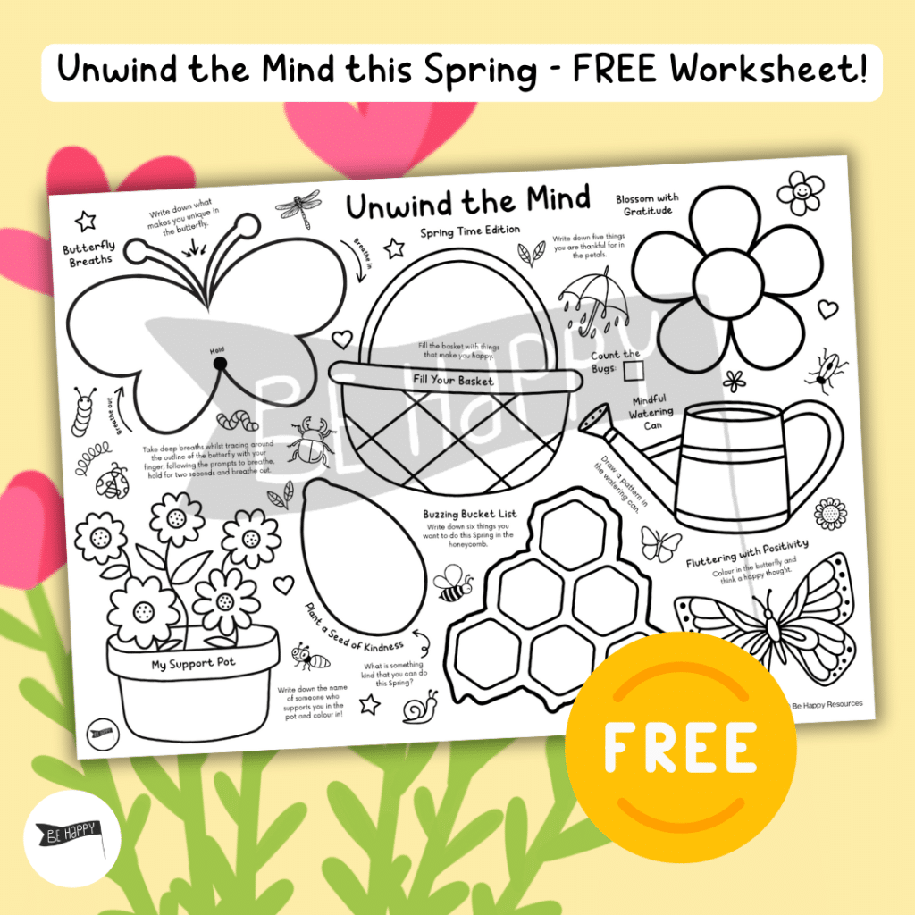 Unwind the Mind - Calming Spring Worksheet - 8+ Activities on One Page! - FREE