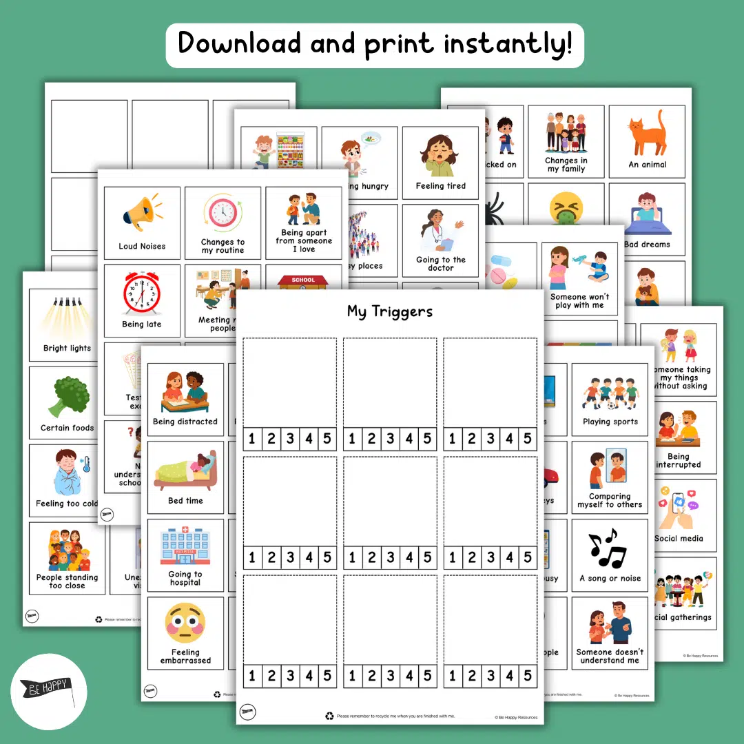Triggers Resources for Kids - Identify, Explore and Rate Triggers - ELSA Support Resources by Be Happy Resources