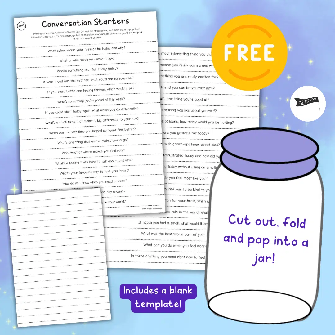 Mental Health Conversation Starters for Kids - Conversation Starter Jar Printable (1)