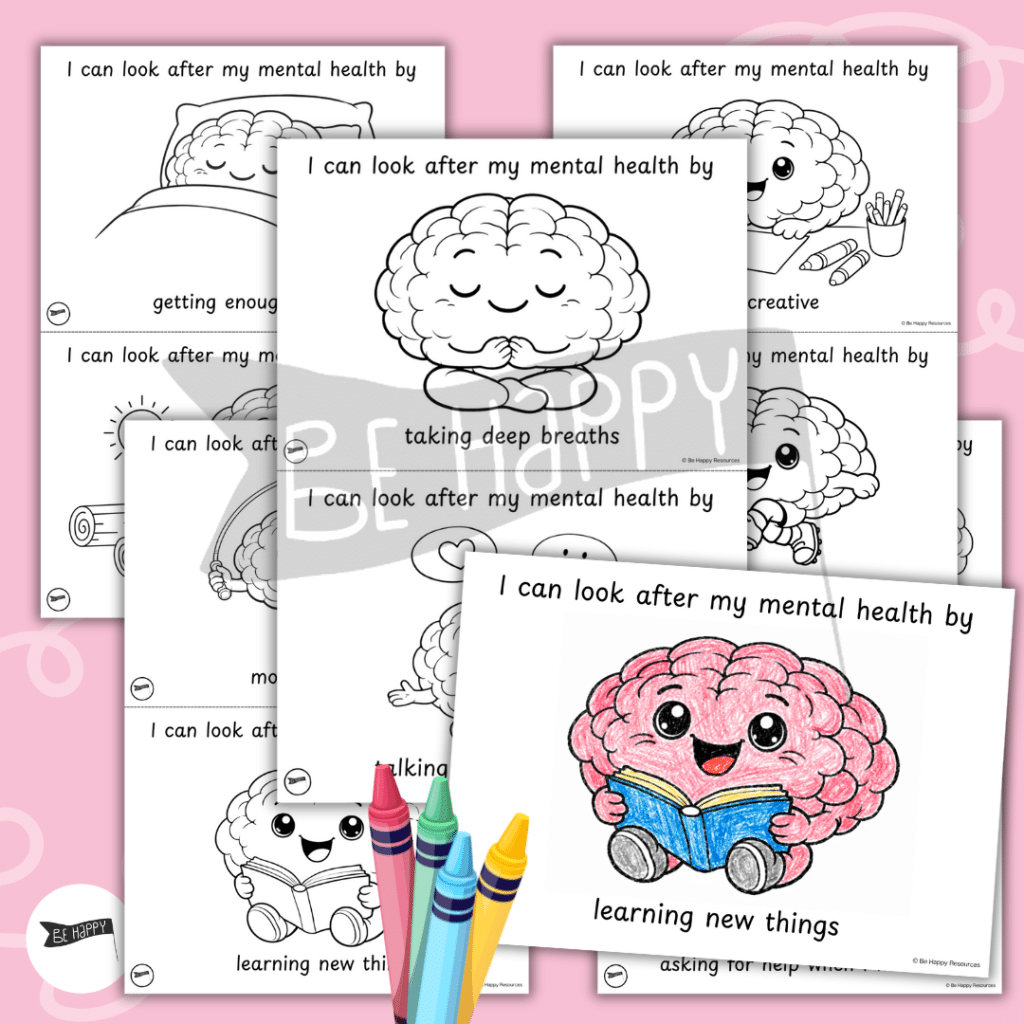 I Can Look After My Mental Health - 10 Printable A5 Colouring Sheets