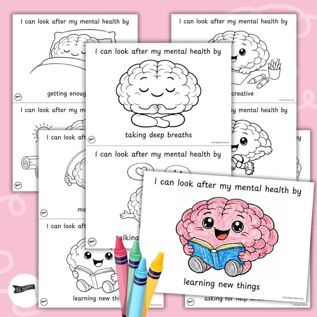 I Can Look After My Mental Health - 10 Printable A5 Colouring Sheets