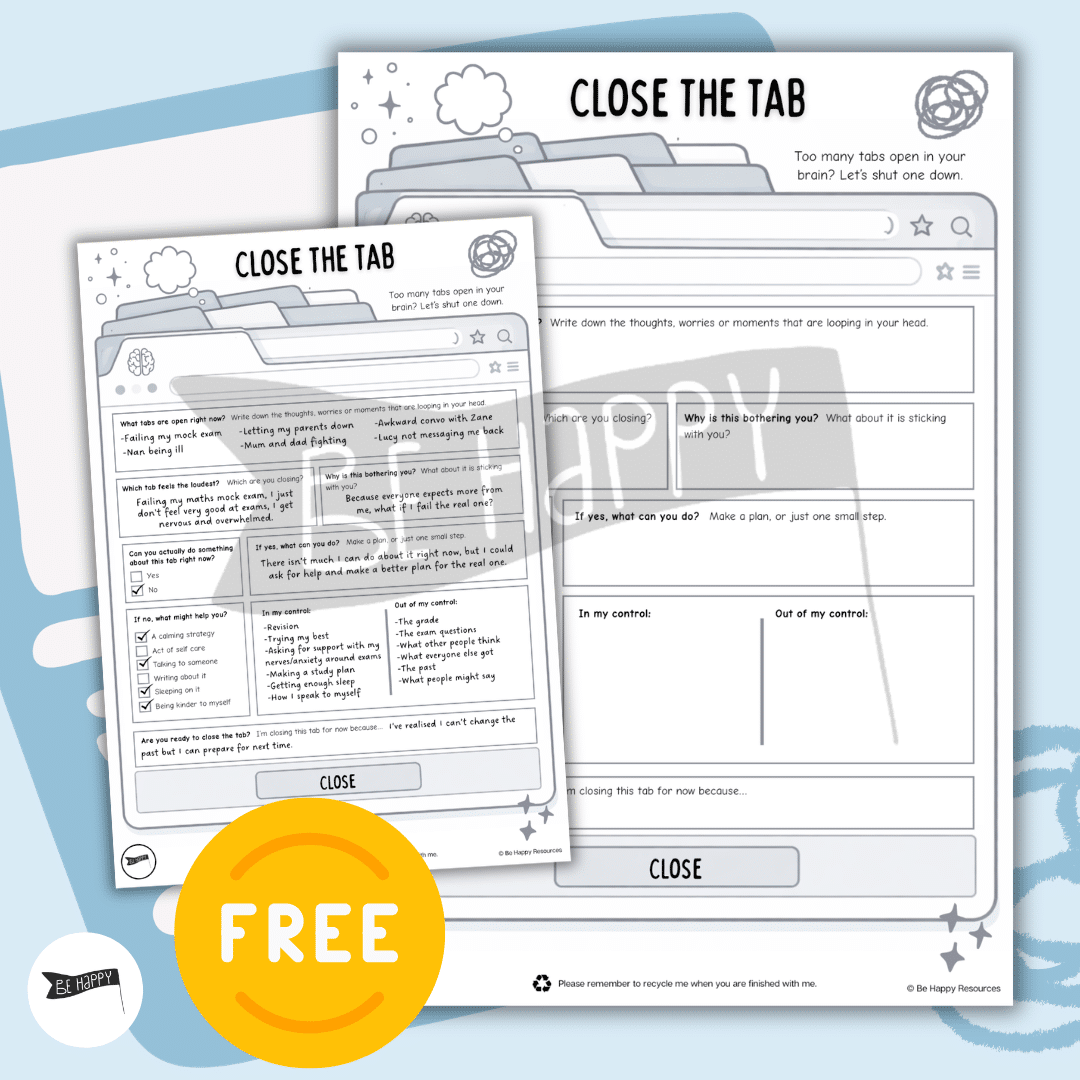 Close the Tab – A Teen-Friendly Thought Reset Worksheet - FREE