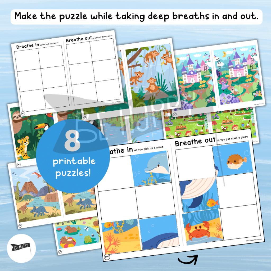 Deep Breathing Puzzles for Kids - 8 Printable Puzzles To Teach Deep Breathing