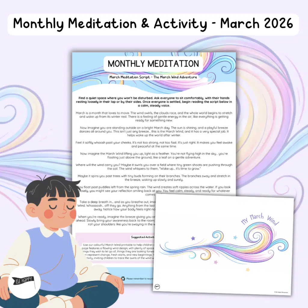Monthly Meditations with Be Happy – The March Wind Adventure [Includes Additional Activity!]