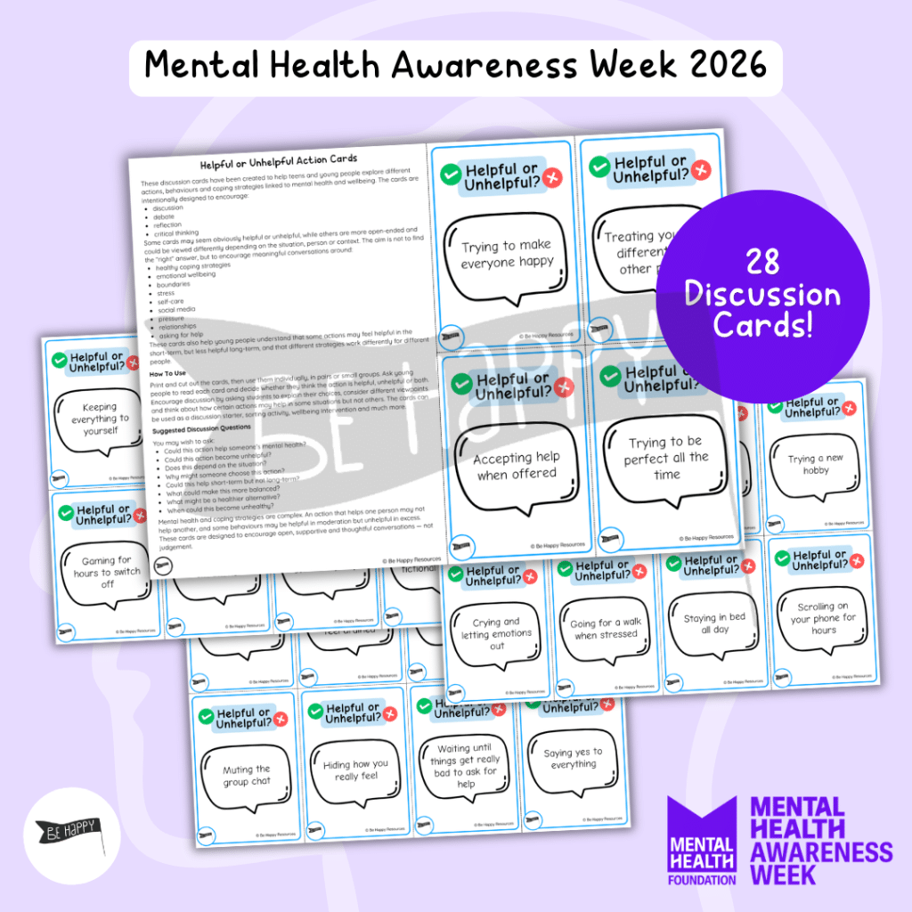 Helpful or Unhelpful Action Cards - Mental Health Debate and Discussion Prompts for Teens