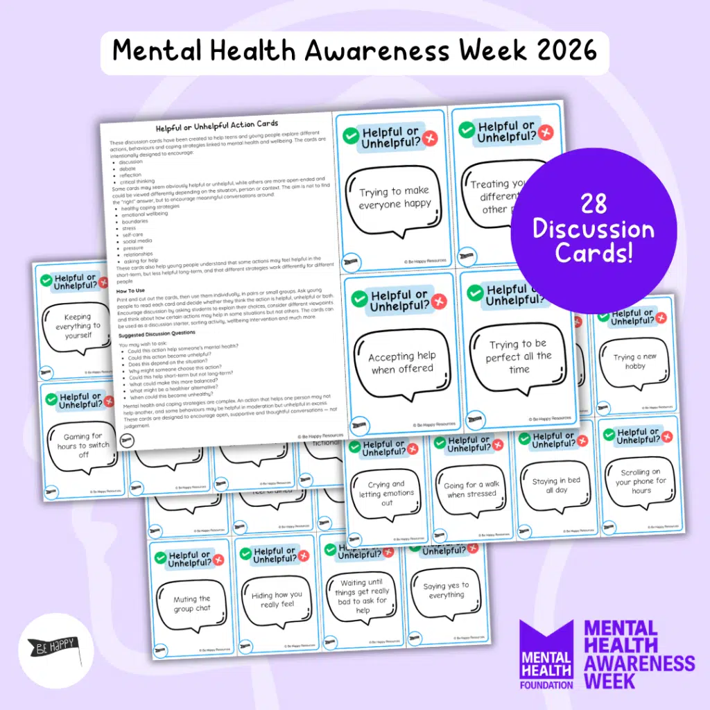 Helpful or Unhelpful Action Cards - Mental Health Debate and Discussion Prompts for Teens