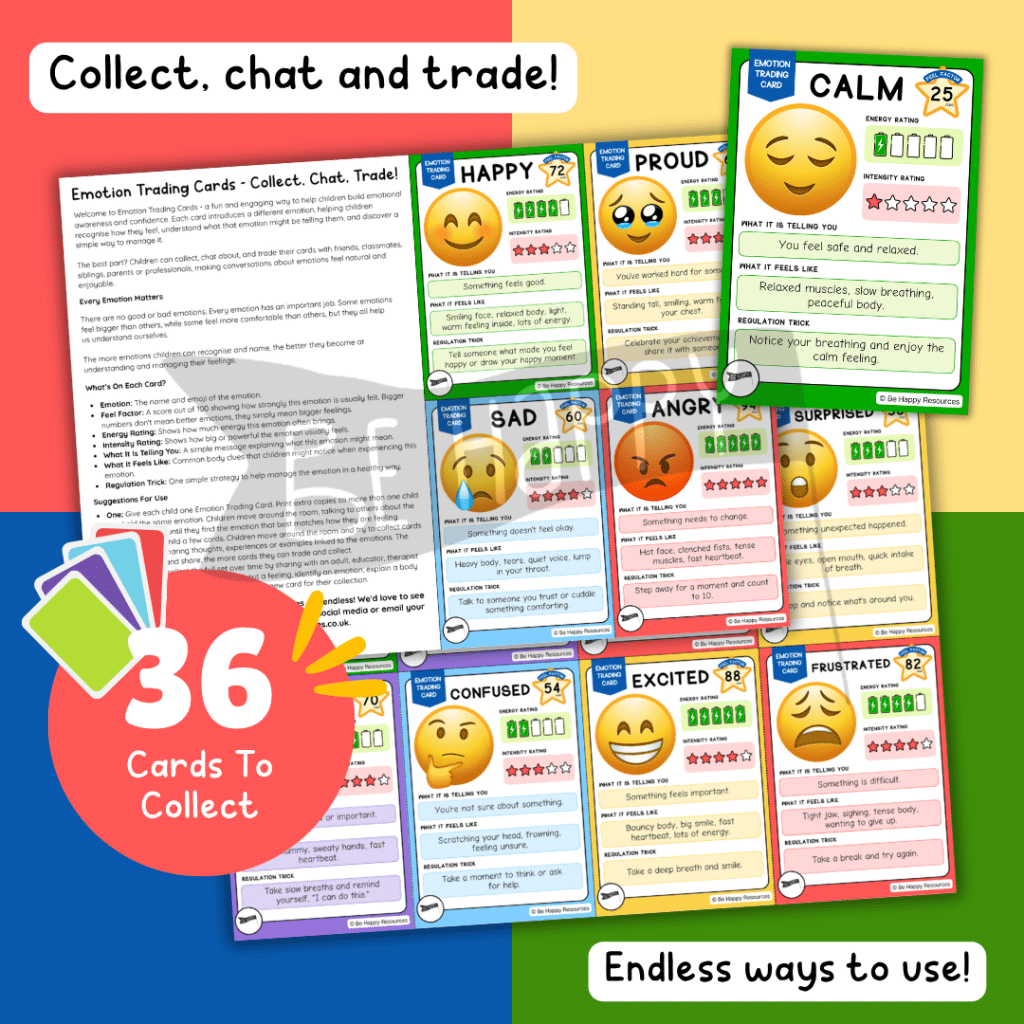 Emotion Trading Cards - First 12 of 36 to Collect - Sharing Emotions Through Play