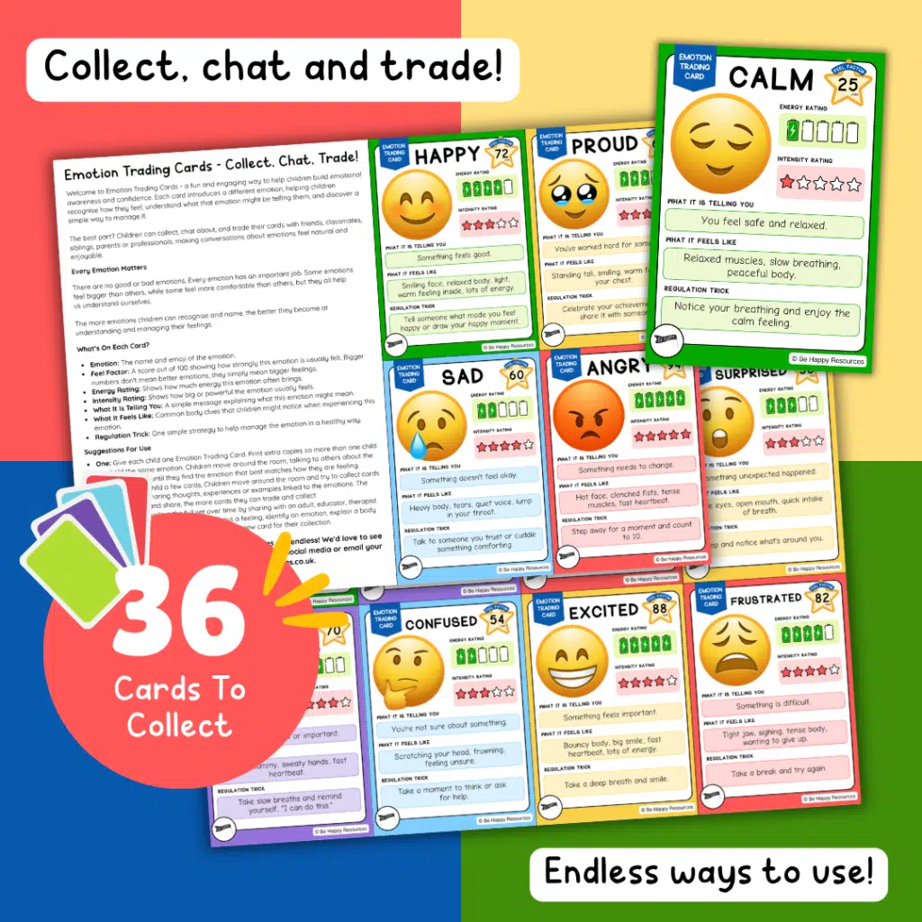 Emotion Trading Cards - First 12 of 36 to Collect - Sharing Emotions Through Play
