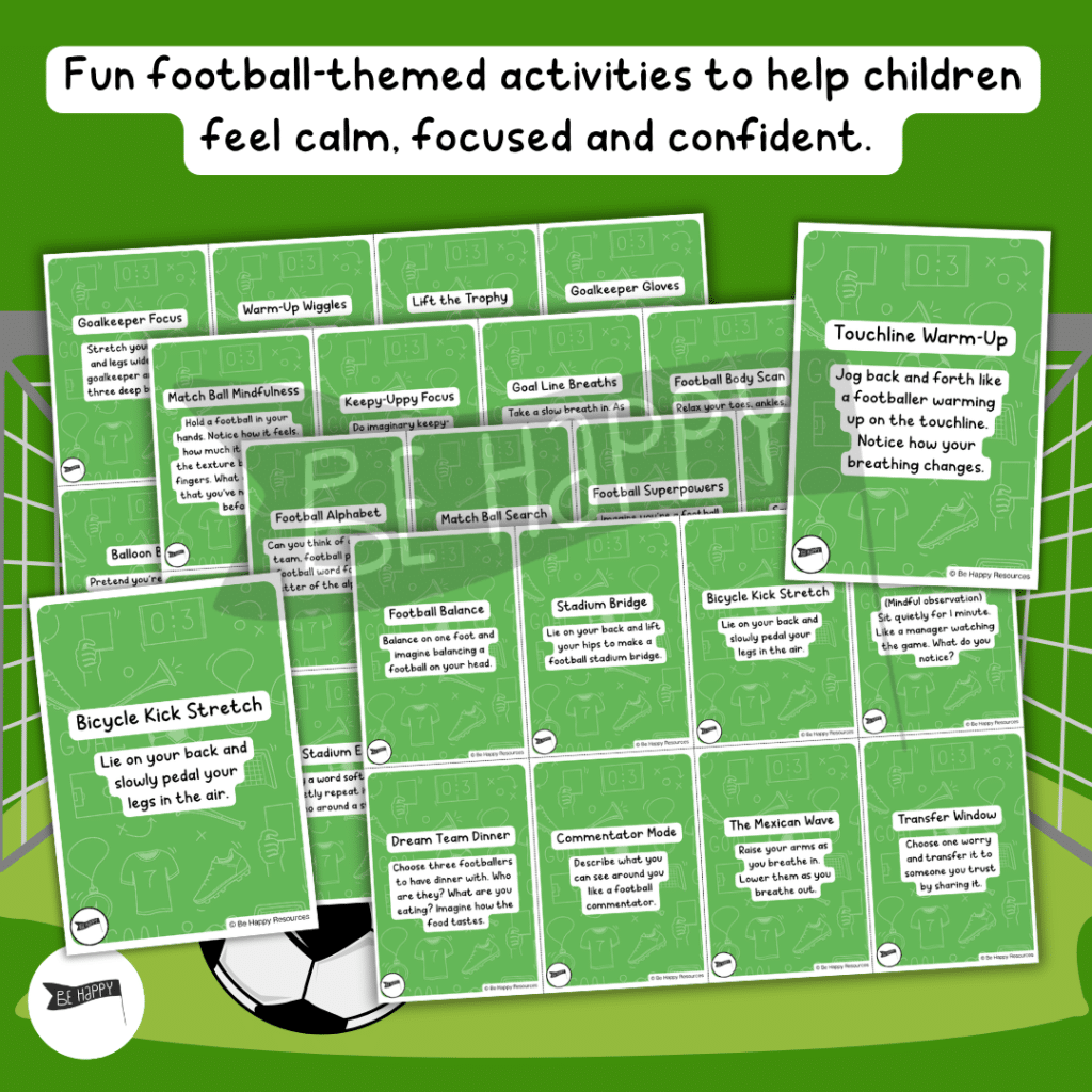 Football Themed Calm Cards - 36 Calming Strategies for Kids and Teens
