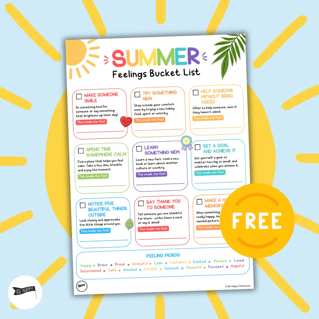 Summer Feelings Bucket List - A Fun Summer Wellbeing Challenge - FREE!