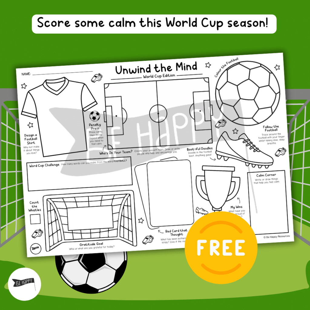 Unwind the Mind - World Cup Edition - 10+ Calming Activities On One Page! - FREE