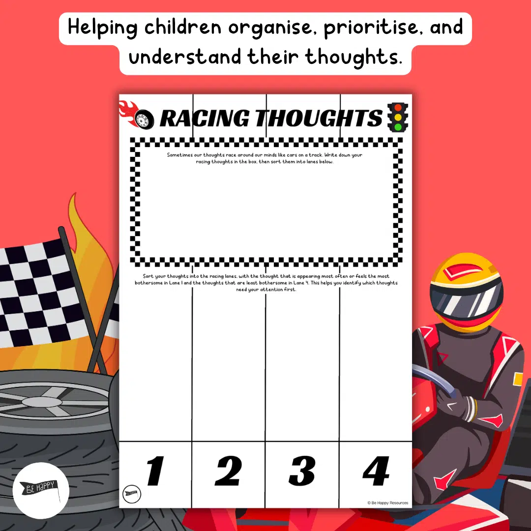 Racing Thoughts - Fun Racing-Themed Thought Management Resource