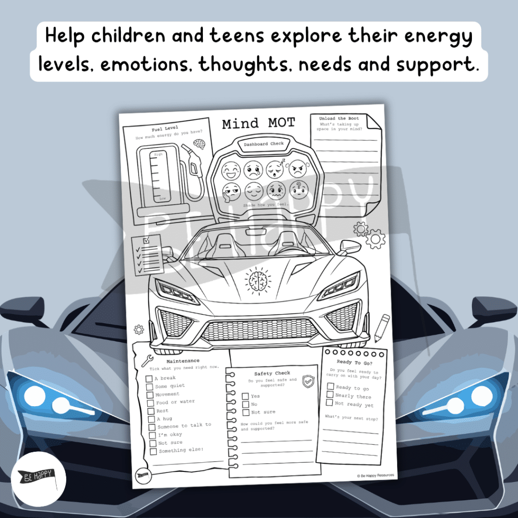 Mind MOT: Car-Themed One-Page Mental Health Check-In