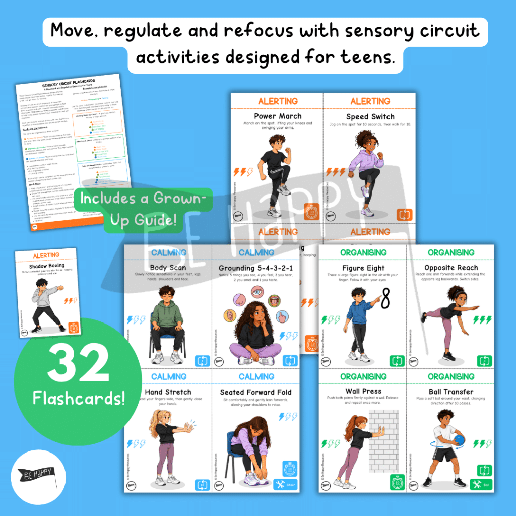 Sensory Circuit Flashcards for Teens - 32 Cards to Regulate and Focus